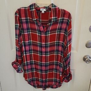 crown & ivy Red Plaid Button-Down Shirt